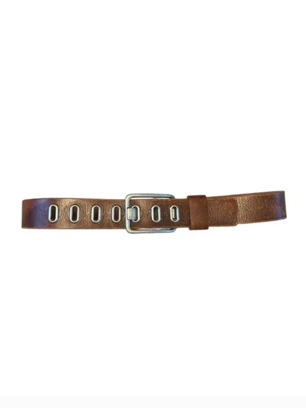 Cognac genuine leather‎ weathered western chic grommet belt  Small (30-32)